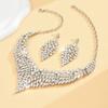 Inlay Rhinestone Jewelry Set Exquisite Clavicle Chain Light Luxury Necklace Earring Set  Banquet