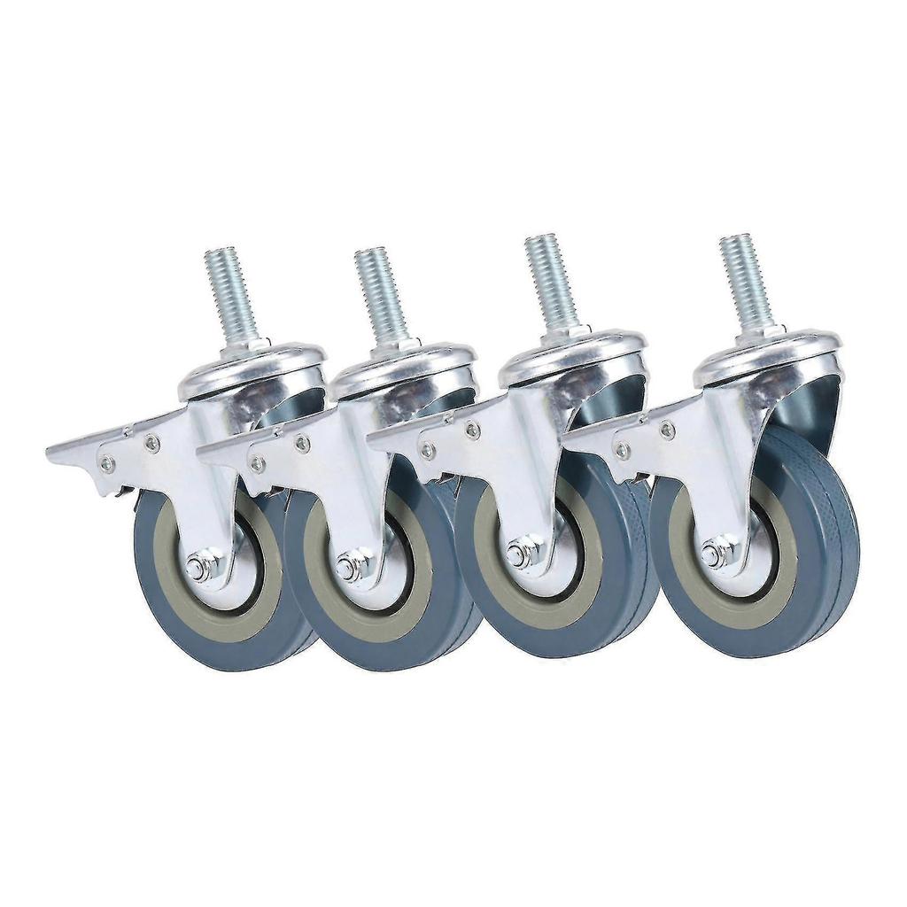 Heavy Duty 75mm Swivel With Brake Trolley Casters Wheels For Furniture, Set Of 4