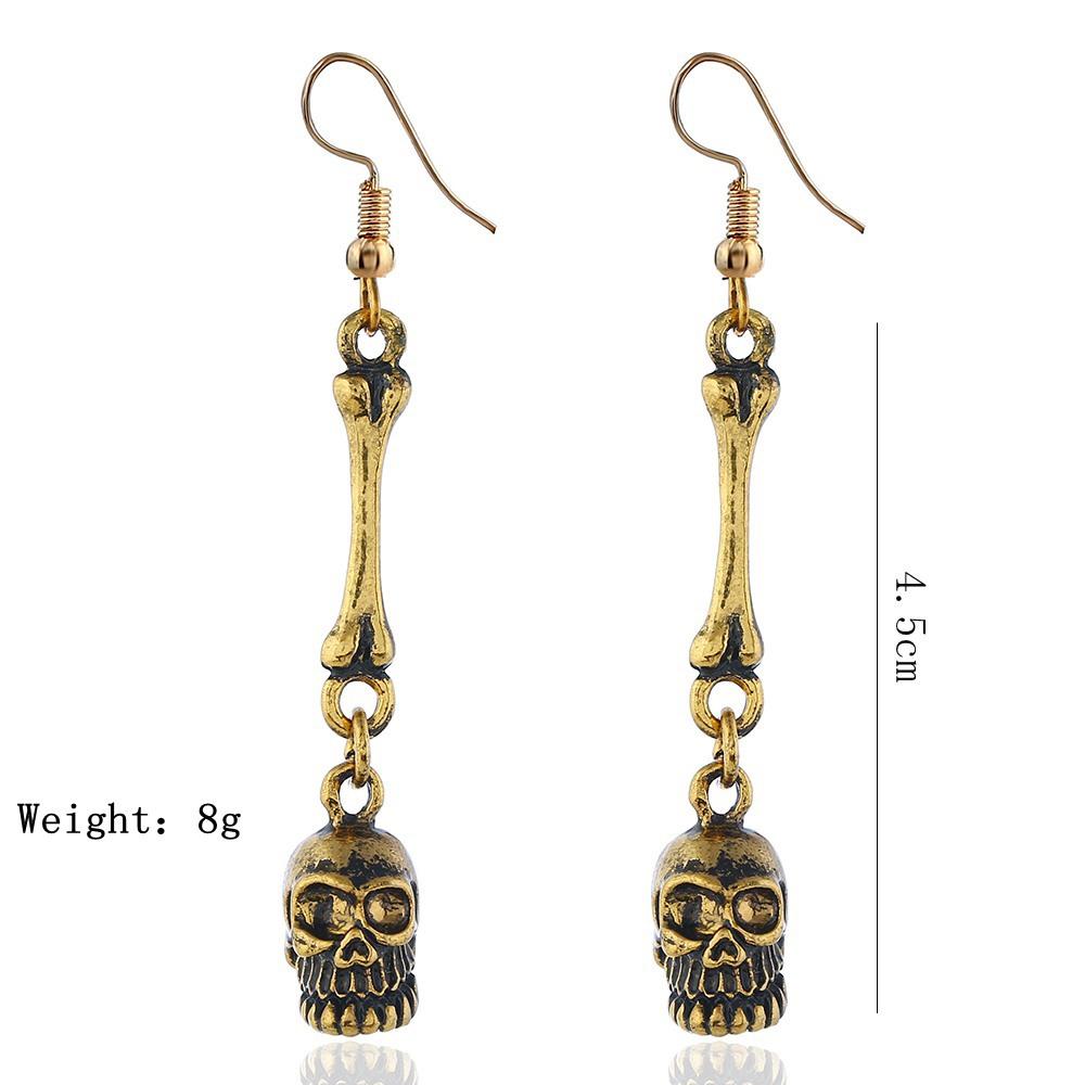 Jewelry Source, Personalized Retro Exaggerated Alloy Skull Bone Earrings, Earrings.