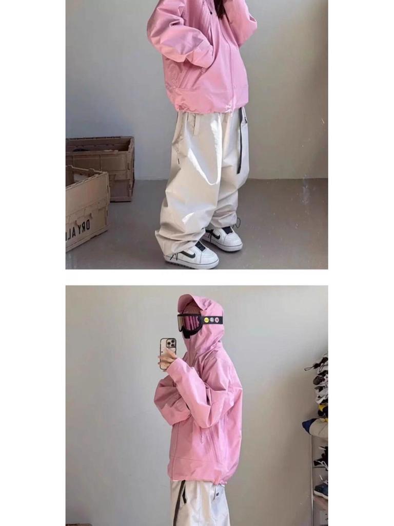 Peach Pink Three-in-One Windproof Waterproof Dopamine Ski Mountaineering Jacket for Women