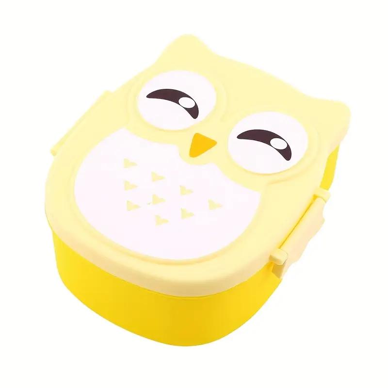 [Cartoon Owl Lunch Box] Secure Portable Plastic Lunch Box - Cartoon Owl Design, Ideal for Picnics and Students