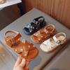 Girl Sandals Summer Kids Princess Embroidery Flower Flat Sandals Fashion Versatile Ancient Style Children Causal Sandals Soft