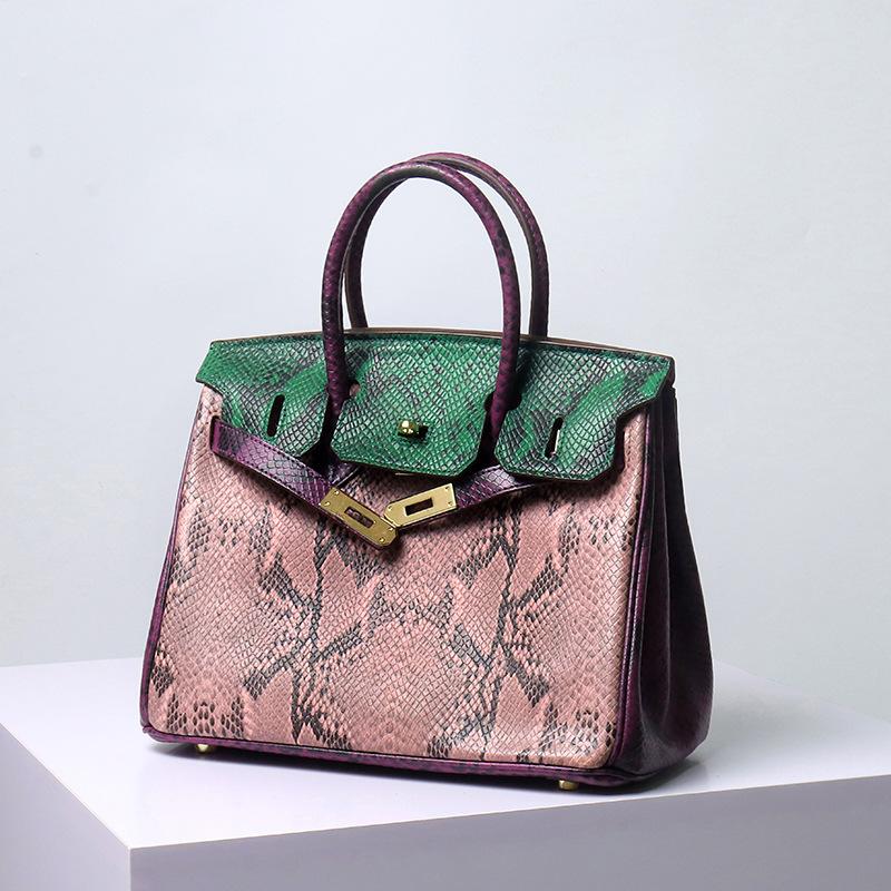 Nuova borsa in pelle platino a contrasto grande capacità borsa a mano in pelle di mucca alla moda e di atmosfera semplice borsa a spalla da donna