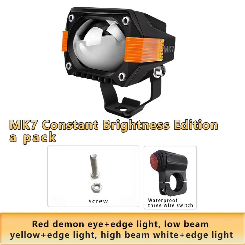 LED Motorcycle Auxiliary Spotlights Hi/Low Beams With Red Devil Eyes Driving Fog Lights for Truck Golf Cart SUV ATV 4X4 12V 24V