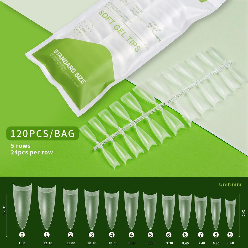120Pcs Ultra-thin Soft Gel Tips, Transparent Traceless False Nail Tips, Press On Coffin Nails for Natural Look Manicure