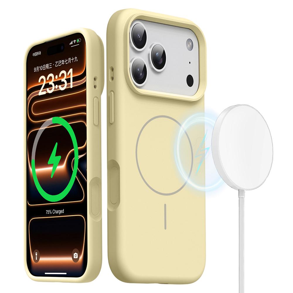 For iPhone 17 Pro Max Magnetic Case Skin-Friendly Liquid Silicone + PC Phone Cover Compatible with MagSafe