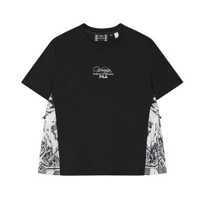 Fila X M.C. ESCHER Heritage Series Mode Lässig Vielseitig Kurzarm T-Shirt Damen T-Shirts Schwarz F11W538103F-BK