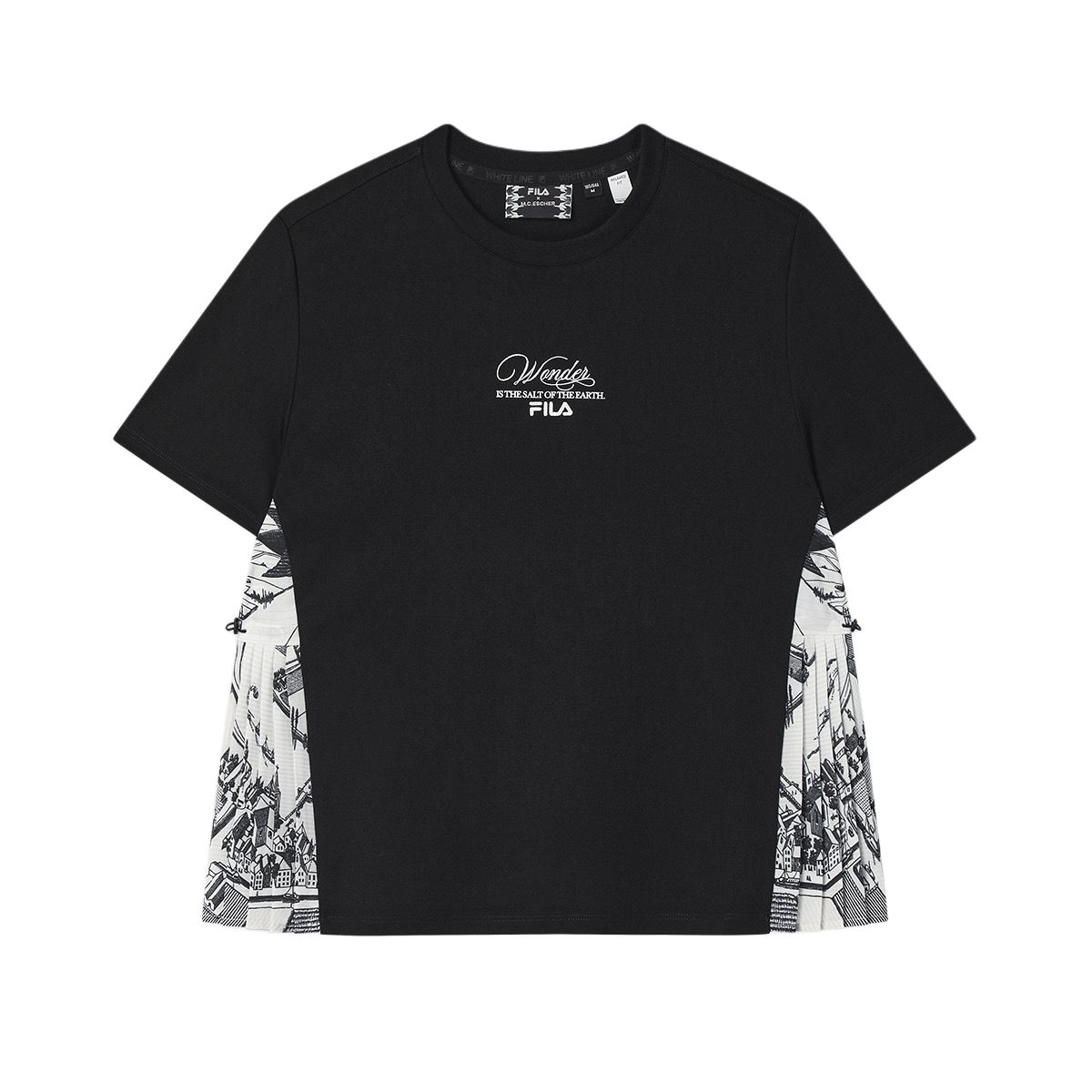 

Fila X M.C.. ESCHER Серия Heritage Модная повседневная универсальная футболка с коротким рукавом Женские футболки Черный F11W538103F-BK S