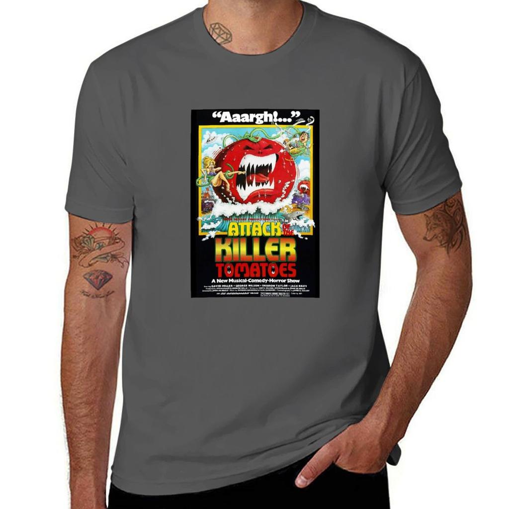 Attack of the Killer Tomatoes Filmplansch T-shirt sommartopp estetiska kläder vintagekläder herr långa t-shirts