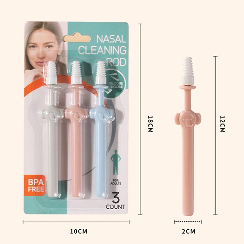 3Pcs Silicone Nasal Cleaning Stick Sterile Multifunctional Nose Cleaning Stick Spiral Head Nasal Wash Brush For Children Adults