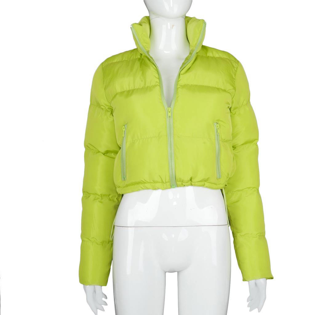 Fashion Women Solid Stand-up Collar Cardigan Down Jacket Outerwear Padded Coat