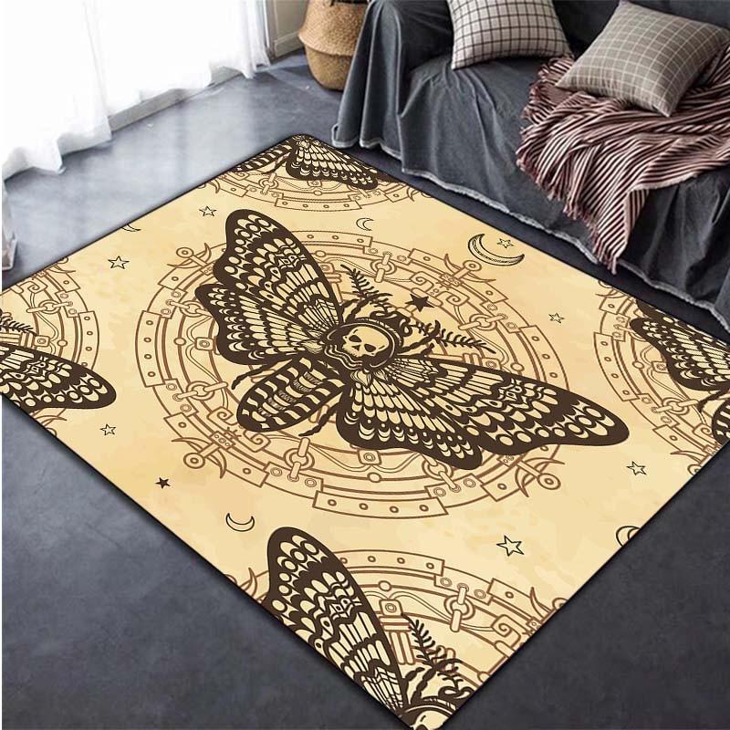 Death Moth Skull Head Area Rugs Non-Slip Floor Mat Doormats Home Runner Rug Carpet for Bedroom