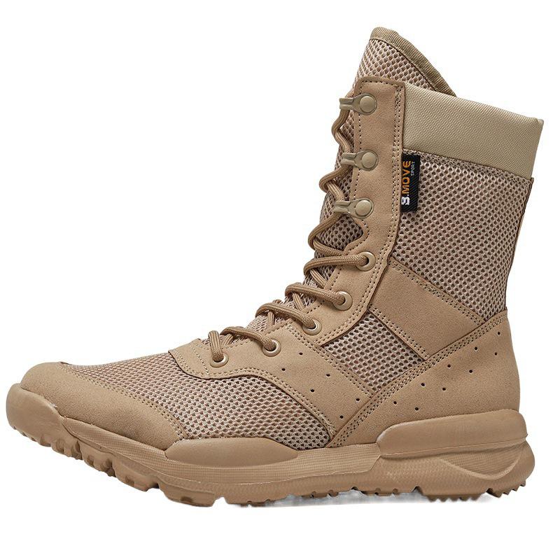 Men's Summer Lightweight Breathable Combat Boots - High Top Military Desert Mesh Shoes for Outdoor Activities