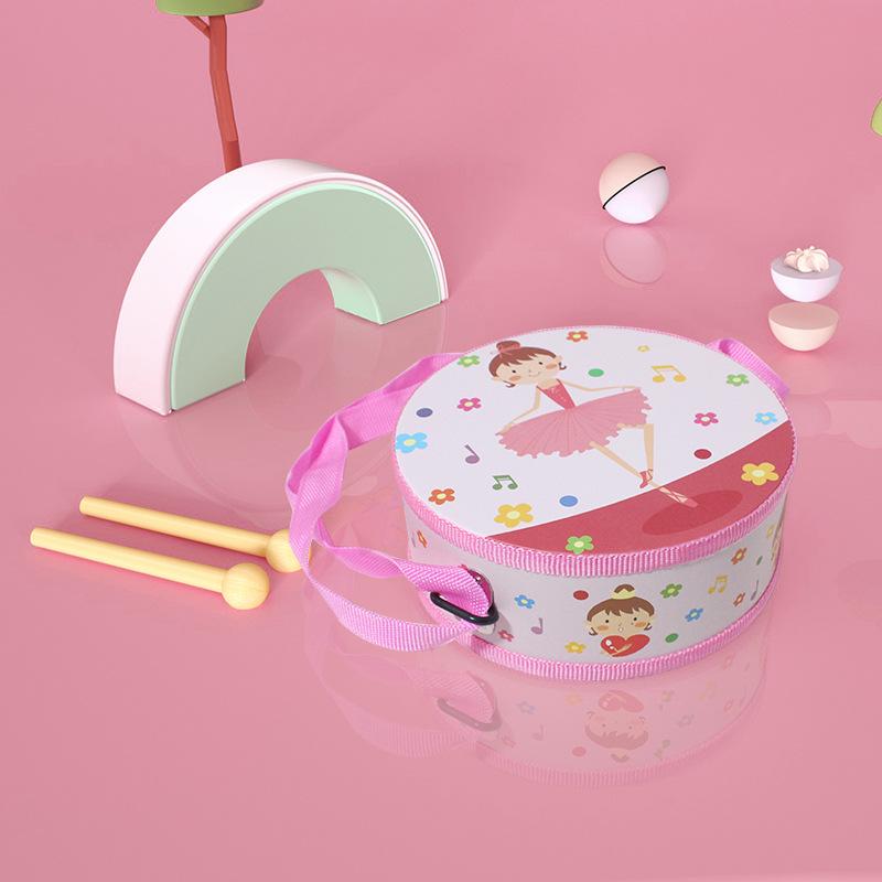 

Wooden Cartoon Double-Sided Children s Percussion Drum Toy