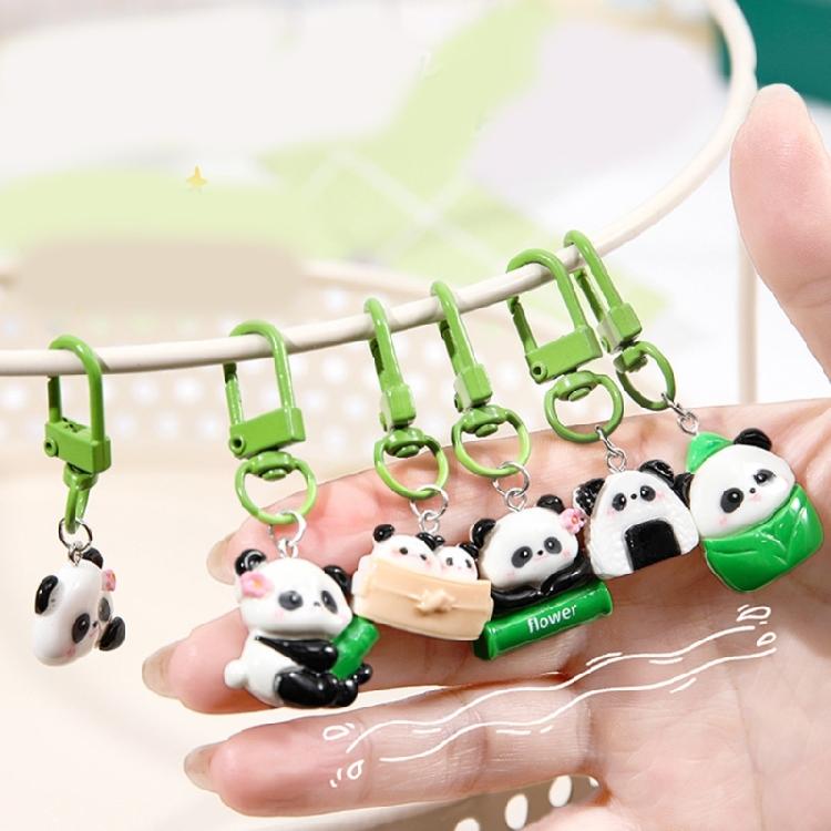 Fashionable 8 Pieces Lovely Panda Keychains Portable for Keys and Personalizing Bags Craft with Acrylic Materials