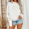 Dame Vintertopper Dame Langermet Genser Casual Løstsittende Pullover Fleece Topper