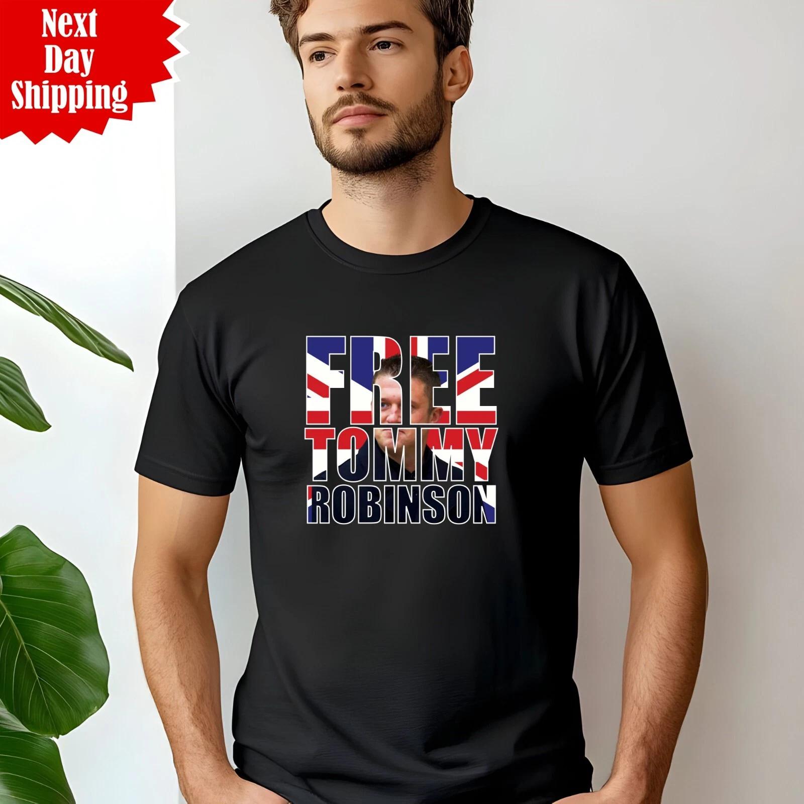 Free Tommy Robinson T Shirt Great Britain Printed Speech Reform Support UK T Top S