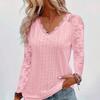 Fashion shirt women's spring new long-sleeved lace splicing hollow top