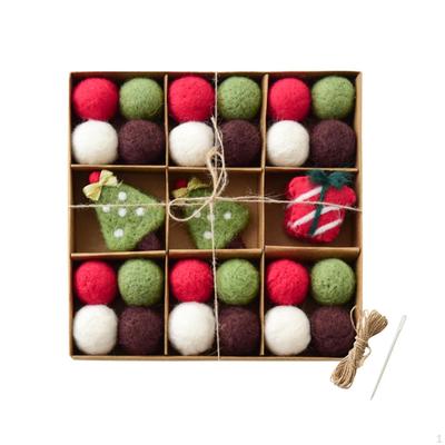 Boules en Feutre de Noël Décoration Faite à la Main Légère Ornements pour Fête Cadeau Suspendus