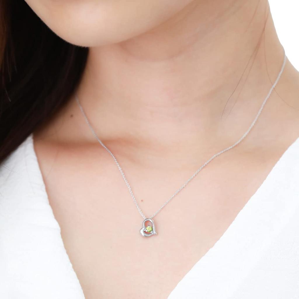 Halsband med öppet hjärta 925 Hänge med påse [Piena] (Granat/Silver / 40cm)