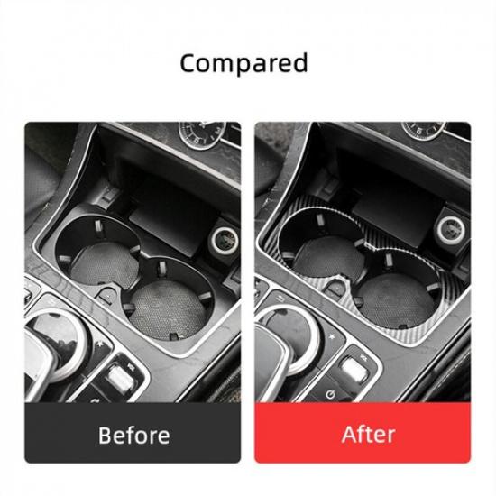 Luxury ABS Carbon Fiber Style Cup Holder Cover For Benz C GLC W205 W253 17 18 19
