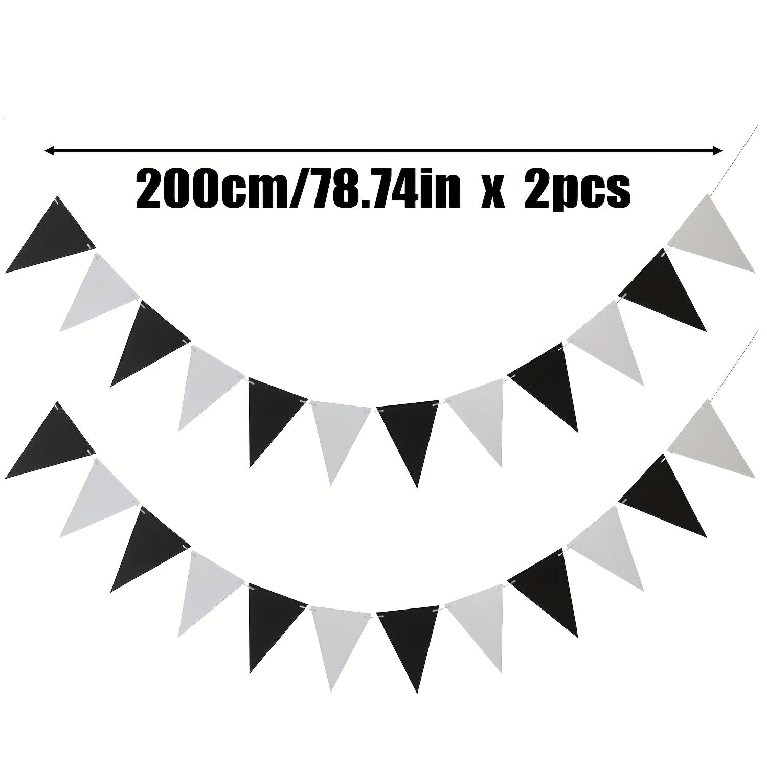 

2 PCS Black and White Triangle Flag Plastic Ribbon Birthday Party Supplies Atmosphere Decoration