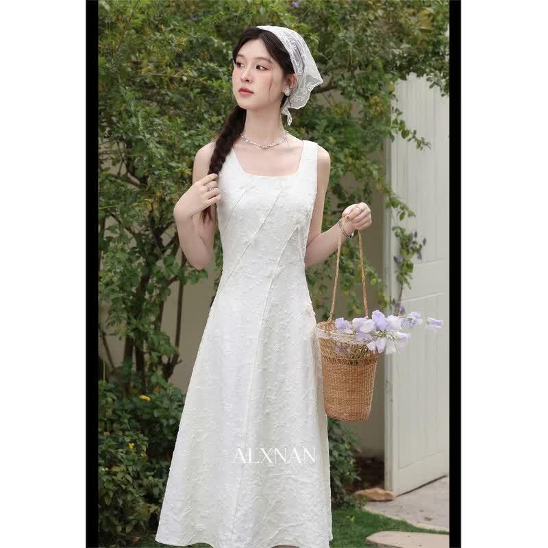 Elegant French-Style Summer Dress L