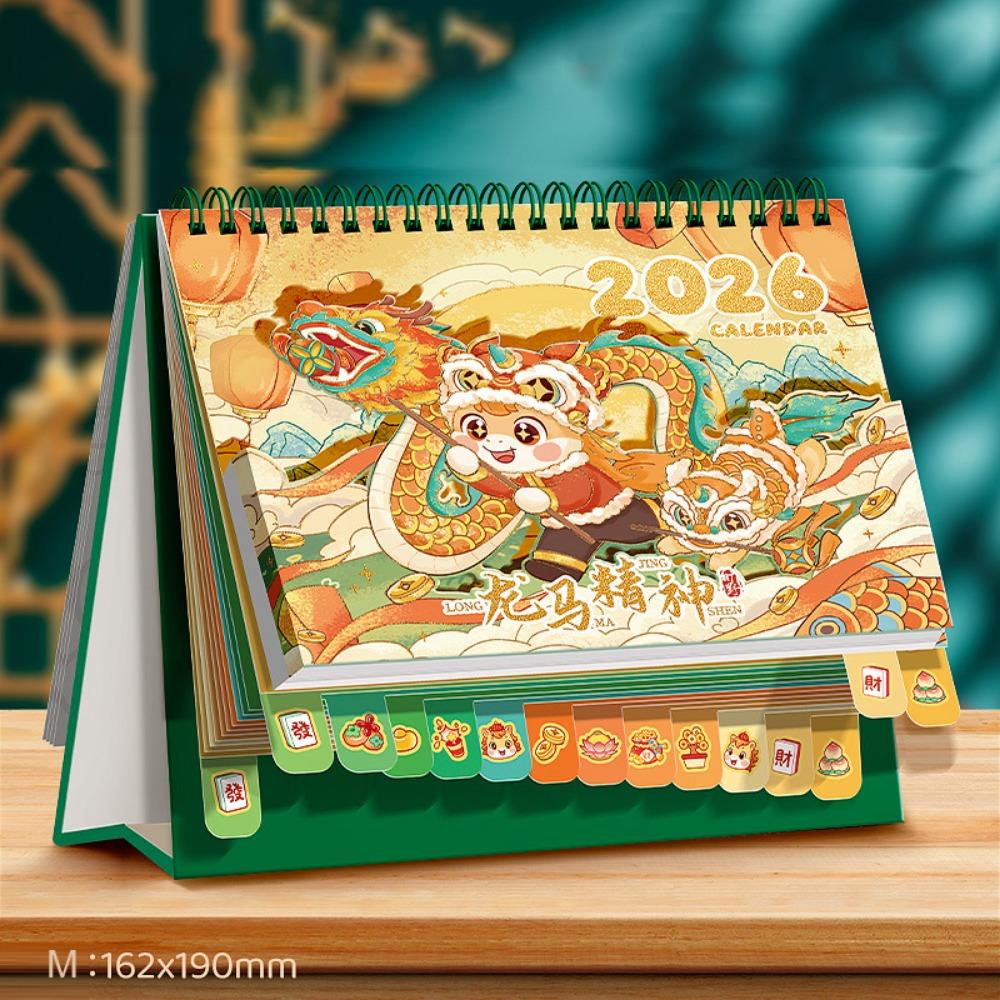 Memo Notes 2026 Desk Calendar One Month to View Coil Binding Tabletop Schedule Cartoon Monthly & Daily Planner Home