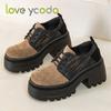 Love Ycodo Women's Fashion Casual Leather Shoes Super Thick Sole Waterproof Table Simple Comfortable Spring Summer Autumn Girl Fashion Casual Shoes