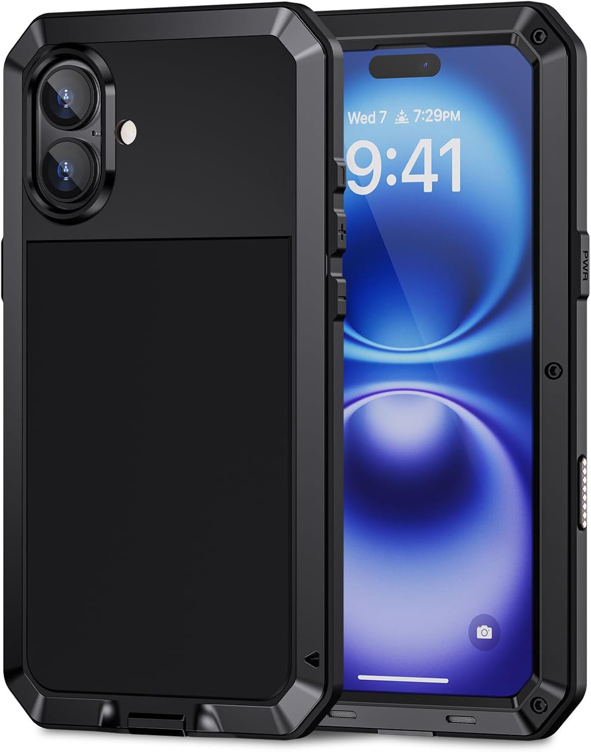 

Case For iPhone 17 Air XS XR 7 8 Plus 11 12 13 14 15 16 Pro Max 16e Plus Metal Heavy Duty Shockproof Tough Cover Glass Screen Aluminum&Case & Screen Protector&iPhone 13 Pro чорний