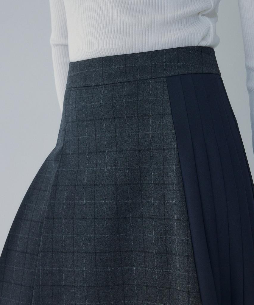 Bobeu Asymmetric Pleated Skirt_Charcoal 7156335003