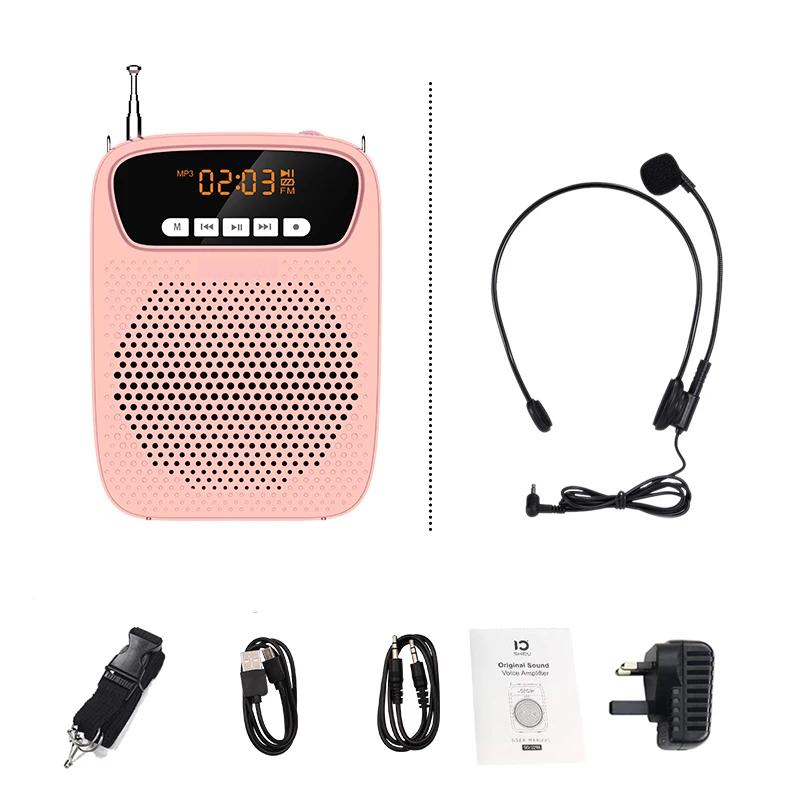 15W Portable Voice Amplifier Wired Microphone FM Radio AUX Audio Recording Bluetooth Speaker Megaphone For Teachers S278