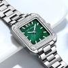 MINIFOCUS Women's Light Luxury Watch with Square Case Mother-of-Pearl Dial Stainless Steel Strap Luminous Hands Relogios