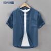 Men's Pure Linen Short Sleeve Chinese Style Stand Collar Shirt