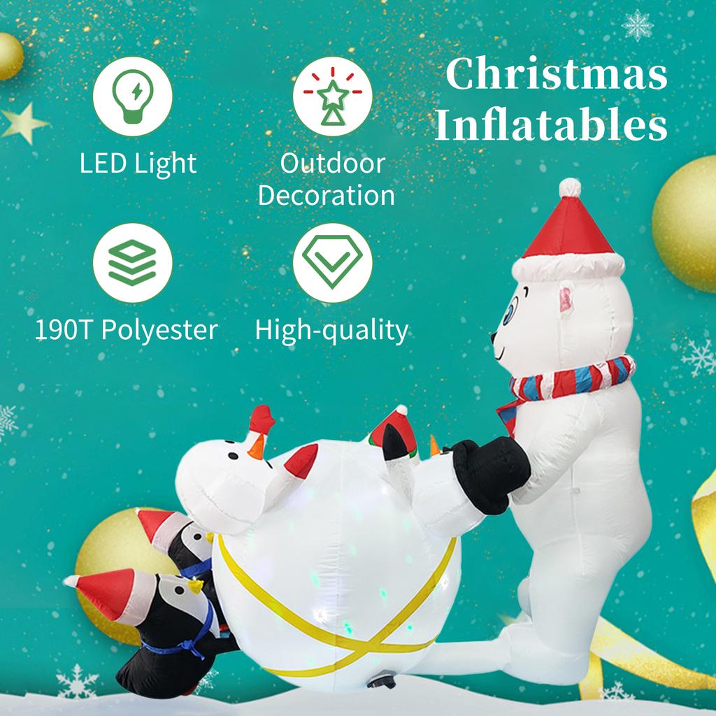 1,8 m lange Weihnachts-Aufblasfiguren Eisbär Schneemann Pinguin-Form LED Aufblasbar Beleuchtete Hofdekoration