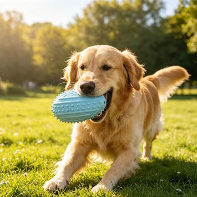 Hunde-Zahne Spielzeug mit Stacheln Zahnreinigungsball Spielzeug Bissfestes Rugbyball mit Interaktivem Geräusch für Kleine Mittlere Große Hunde Zahngesundheit und