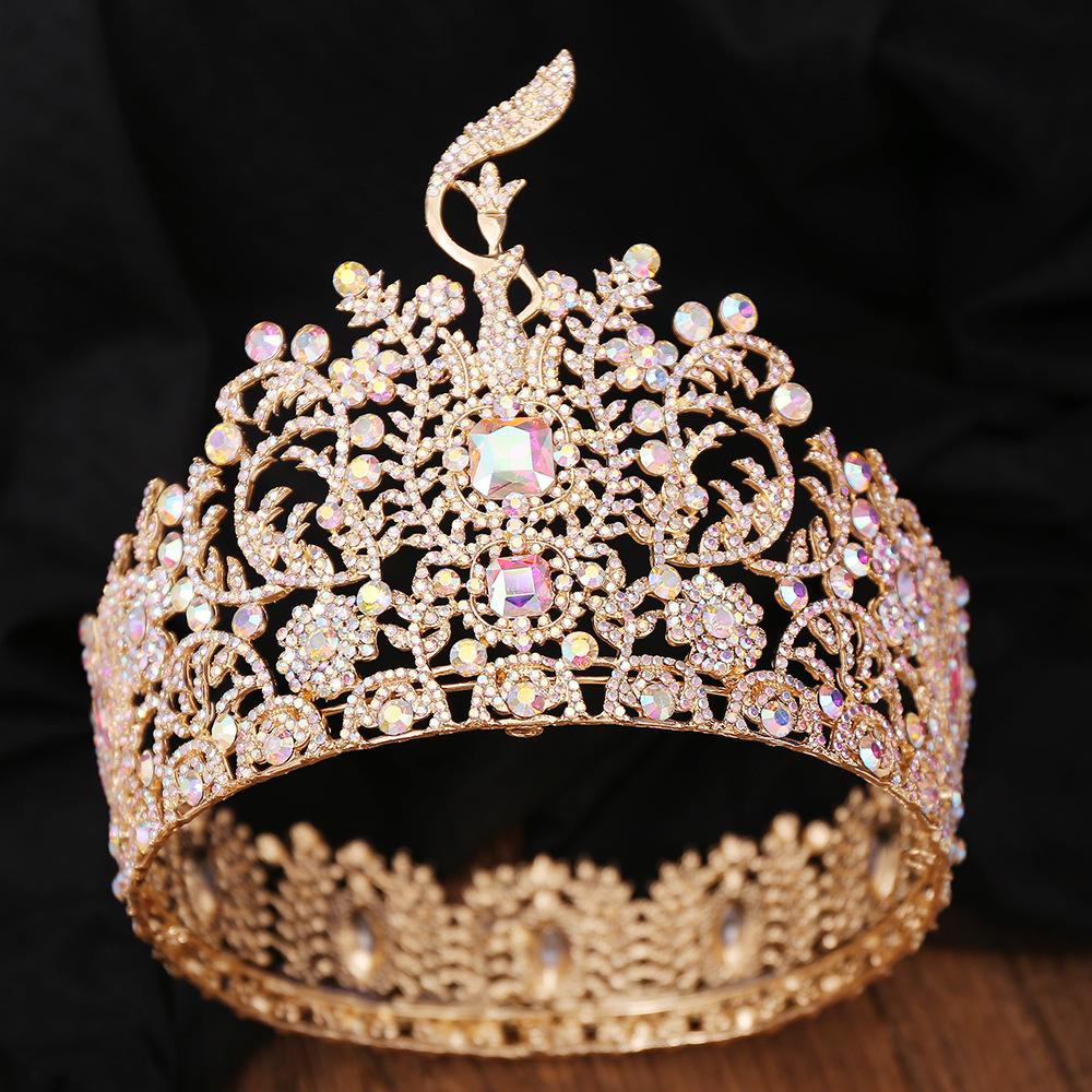 

DIEZI Baroque Luxury Full Crystal Tiara Crown For Women Girls Elegant Queen Princess Tiara Wedding Party Hair Dress Jewelry