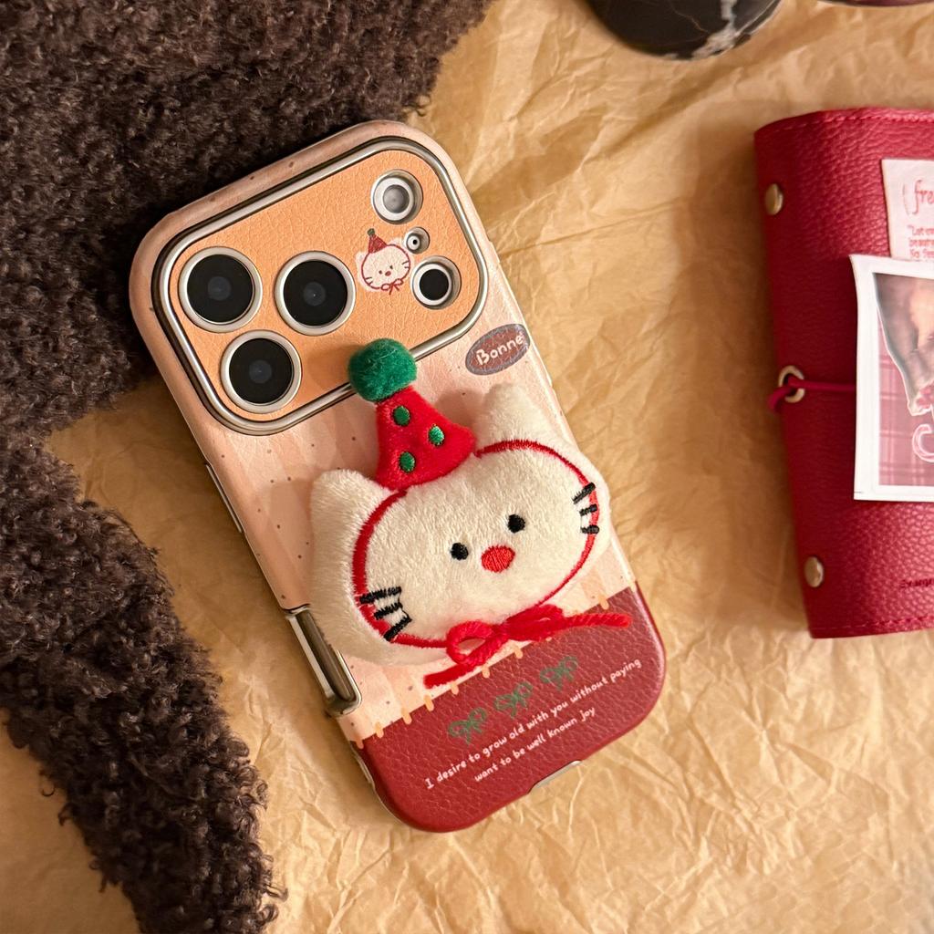 Plush Animal Doll Compatible with 17 Pro Max Phone Case Apple iPhone 16 3D 17 Leather 13 Soft Case 15