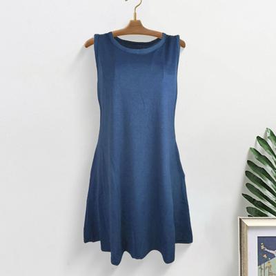 Sommer-Minikleid mit Taschen, ärmellos, A-Linie, Rundhalsausschnitt, einfarbig, über dem Knie lang, kurzes Kleid, Dating-Strandpartykleid