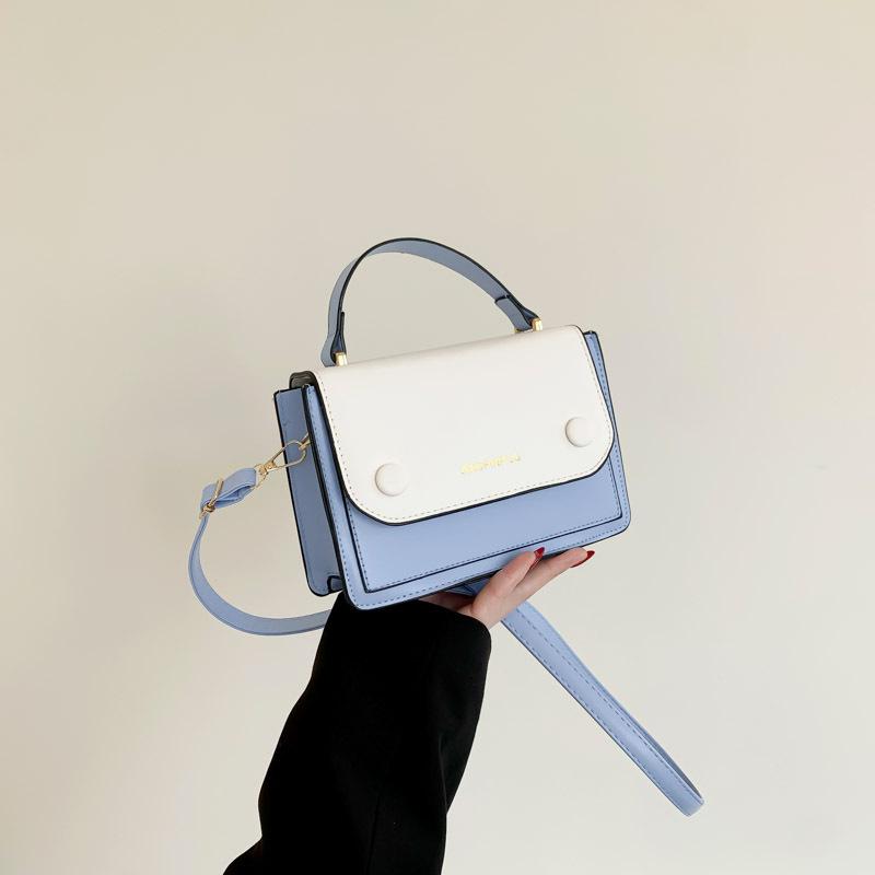 Geantă mică pătrată nouă de primăvară pentru femei, cu textură și îmbinare în culori contrastante, proaspătă și la modă, de umăr sau crossbody