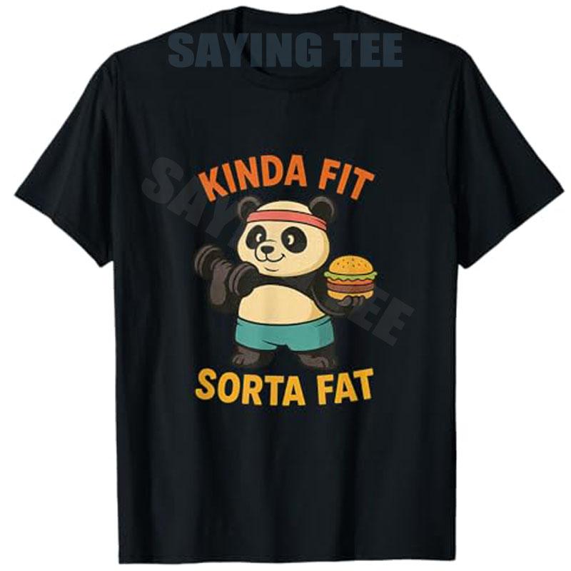 Trochu padne Trochu tlustý Vtipné Posilovna Roztomilý Panda Retro Tričko Fitness Sval Pug Vzpírání Pes Kreslené Tričko Novinka Dárek Y2k Bavlna