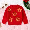 Autumn and Winter Cute Knitted Children's Christmas Sweater Warm Casual Boys and Girls Jumper Letter Embroidery Santa Hat Children's Pullover Top