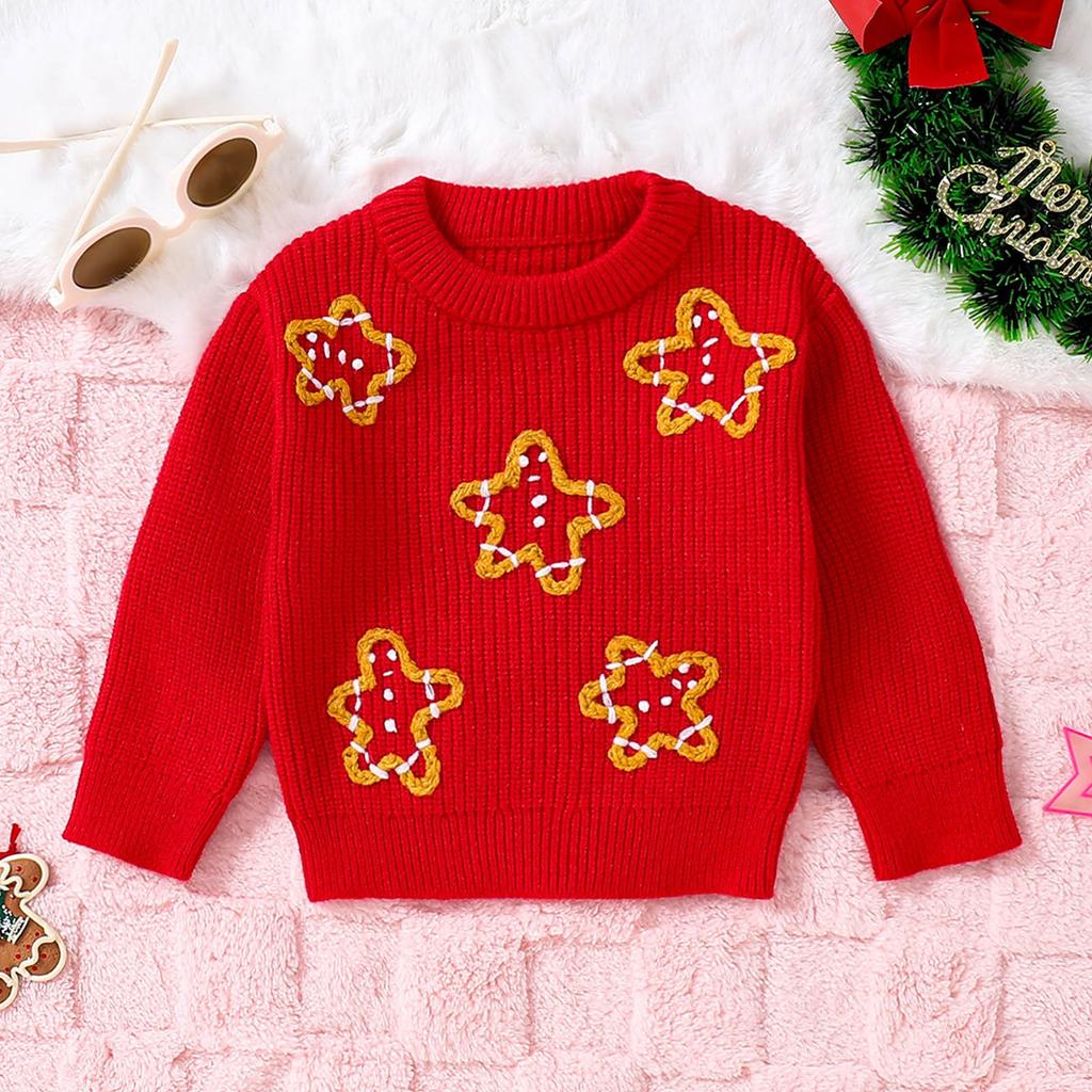 Autumn and Winter Cute Knitted Children's Christmas Sweater Warm Casual Boys and Girls Jumper Letter Embroidery Santa Hat Children's Pullover Top