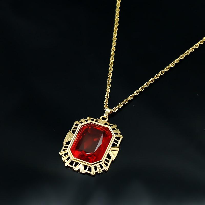 Same The Sandman Ruby Necklace Square Pendant Cos Props Birthday Christmas Gift