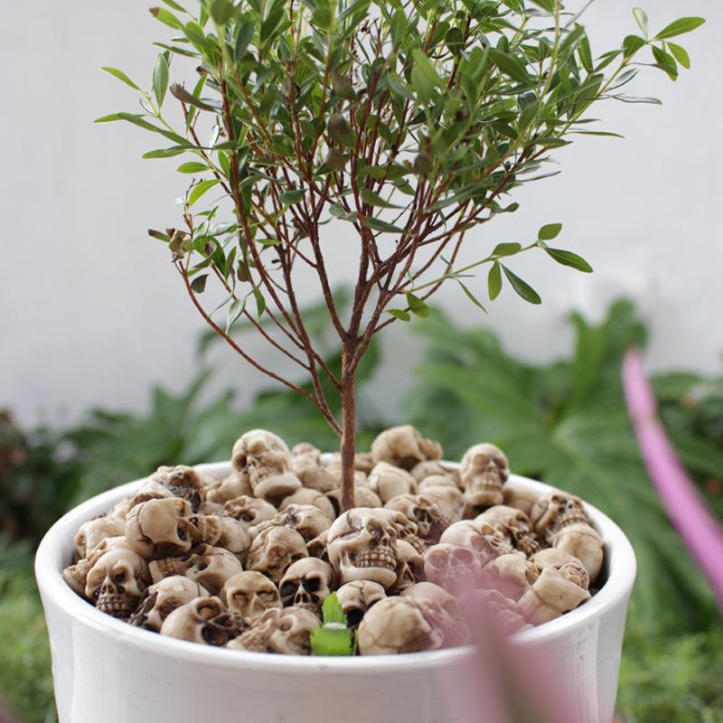 Skull Simulation Medium Set: Creative Flower Pot & Micro Landscape Paving Stone Ornaments.