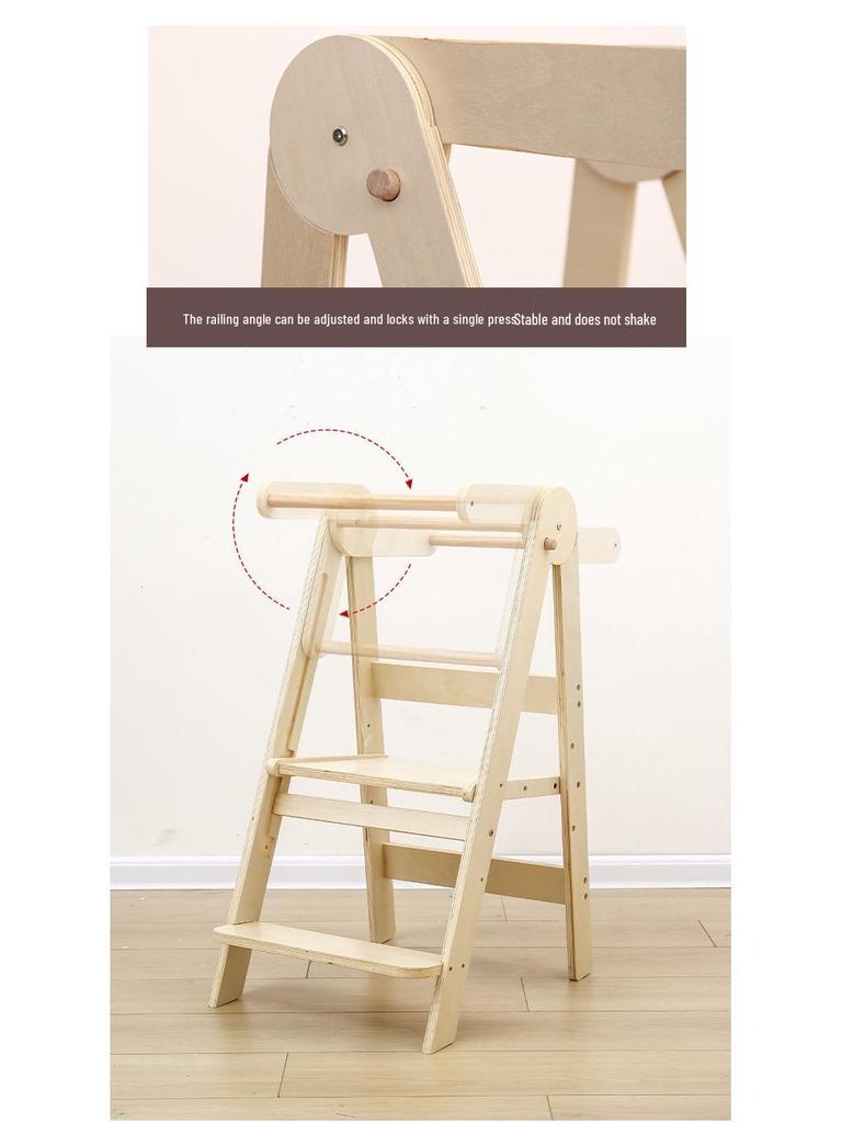 Kids' Montessori Learning Tower: Foldable Anti-Fall Step Stool for Hand Washing & Dining