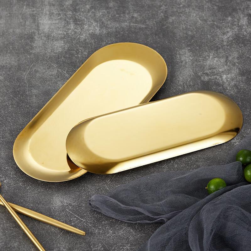 ZISIZ Polished Stainless Steel Oval Serving Tray with 3 Compartments