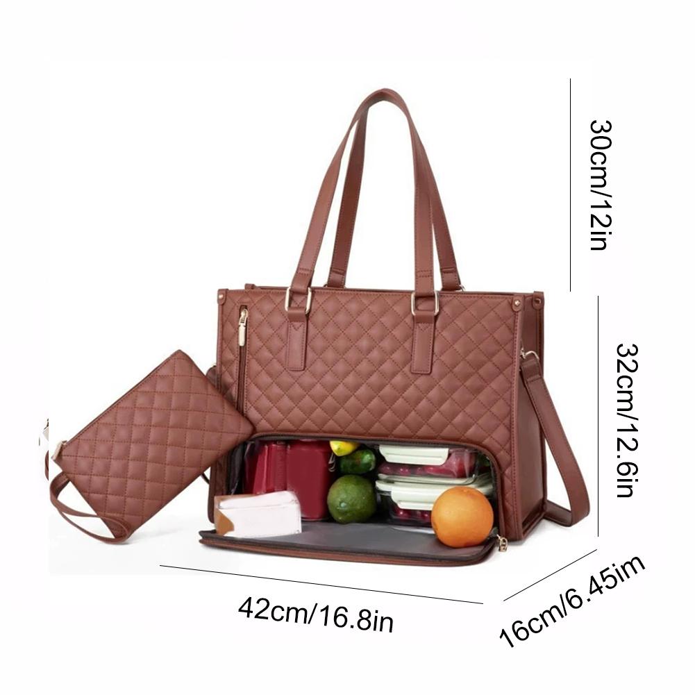 2-in-1 Lunchtas Laptoptas met Portemonnee Multifunctionele Zakelijke Lunchtas Lunchbox Handtas voor Werk Kantoor Camping Picknick