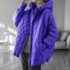 Womens Mid-Length Hooded Puffer Coat With Quilted Design Warm White Duck Down Fill Oversized Fit