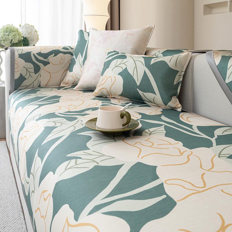 funda sofá  Light luxury Wave Slipcover Funda Home Non-slip Ice Silk Sofa Cushion Couch Sofa Cover